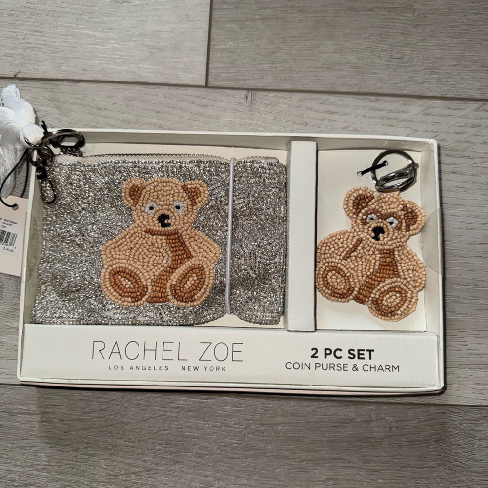 Rachel Zoe Viral Beaded Teddy Bear Coin Purse and Charm Gift Set 🐻